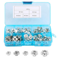 Набір меблевих гайок врізних з вусиками 80шт М3–М8, забивні гайки для дерева та меблів