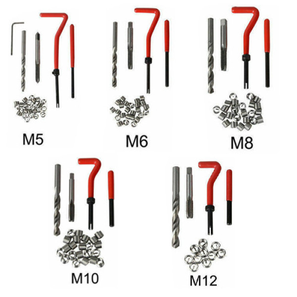 Комплект інструментів для ремонту різьби, Набір для відновлення пошкодженої різьби M5-M12 131шт
