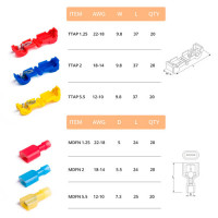 Набір клем Т-подібних обжимних 120 шт з ізоляцією для швидкого з’єднання кабелів