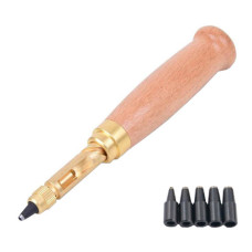 Дірокол гвинтовий ручний для шкіри 1.5-4мм з 6 насадками, пробійник, набір інструментів