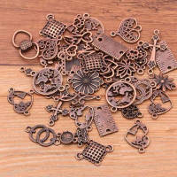 Набір металевих підвісок 100г, шарми шарміки, змішані, мідь, для творчості та рукоділля