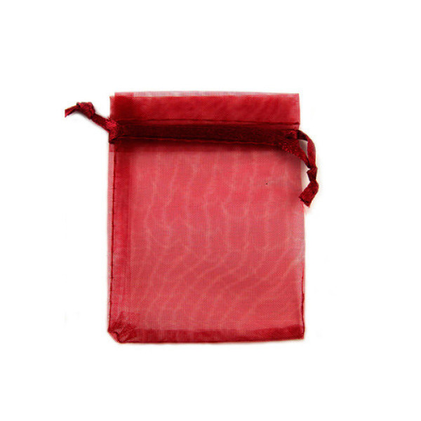 Мішечок подарунковий з органзи 7x9см 100шт на затяжках, червоний