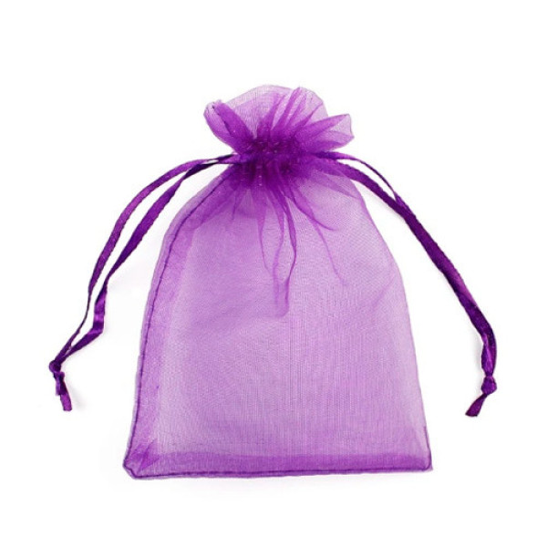 Мішечок подарунковий з органзи 10x15см 100шт на затяжках, фіолетовий