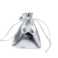 Мішечок подарунковий із парчі 7x9см 100шт на затяжках, срібло