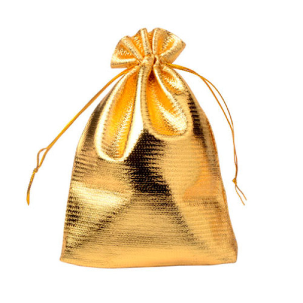 Мішечок подарунковий із парчі 9x12см 100шт на затяжках, золото
