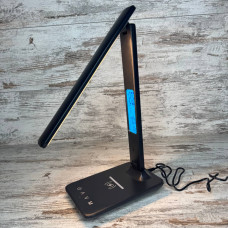 Настільна LED лампа TX26C0 з бездротовою зарядкою 10Вт, ЖК-дисплеєм та сенсорним керуванням, чорна