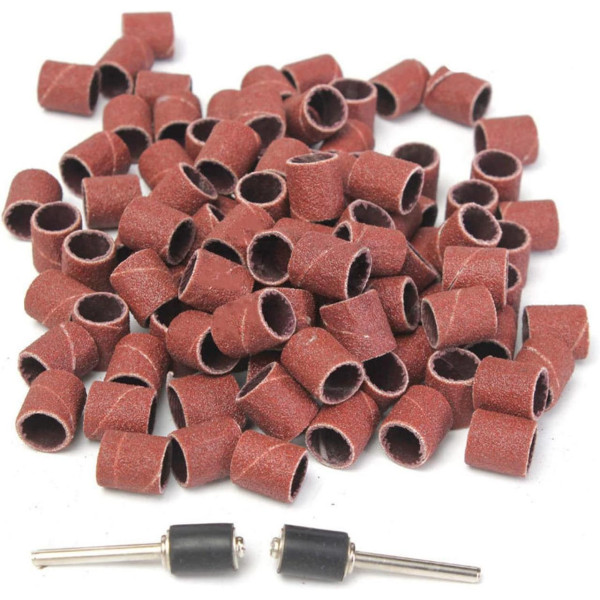 Набір шліфувальних циліндрів 100 шт зерно 120 грит 6.35 мм та 2 тримачі для інструменту