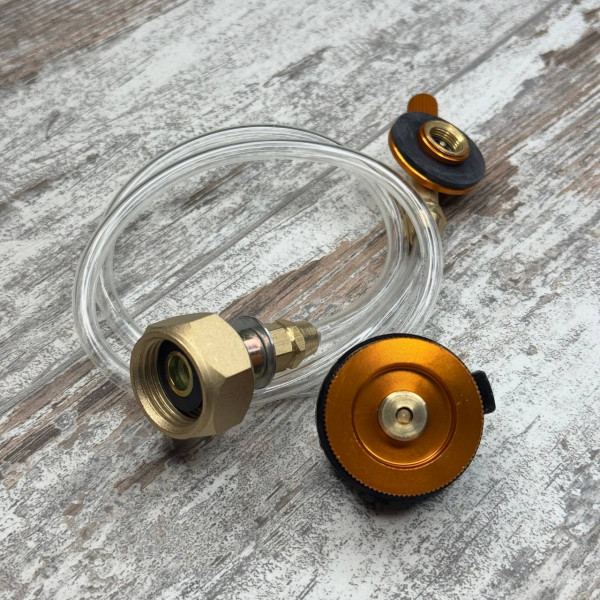 Перехідник заправки туристичних газових балонів і насадка різьба-цанга