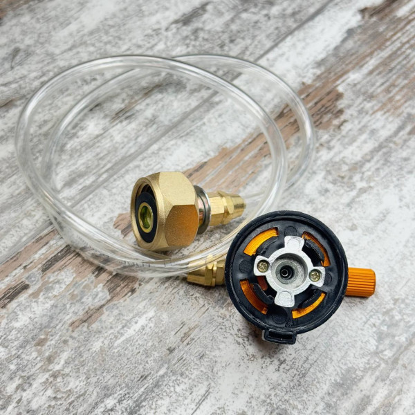 Перехідник заправки туристичних газових балонів і насадка різьба-цанга