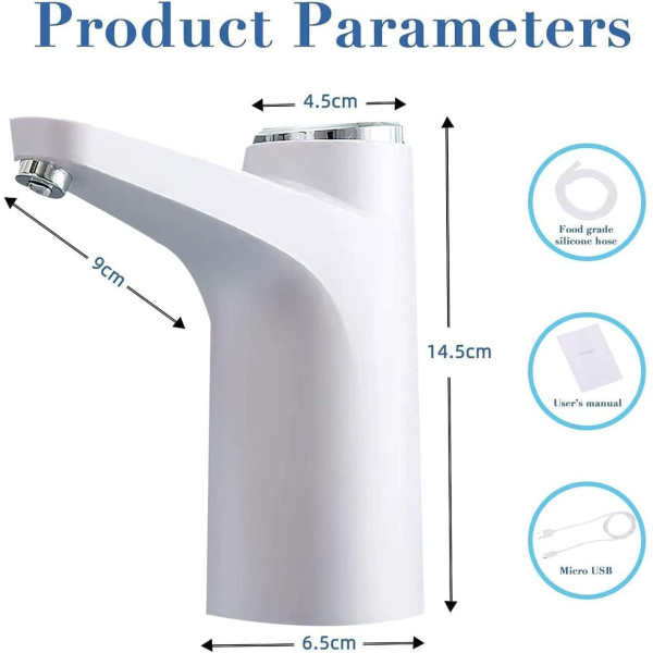 Помпа автоматична для води з акумулятором 1200мАч настільна вибір об’єму біла