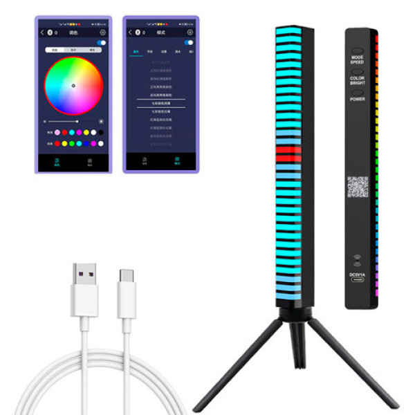 Музичний LED-ліхтар еквалайзер 32 LED 3D з Bluetooth, АКБ, тренога D-10-RGB