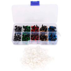 Гвинтові очі для іграшок 8мм набір 100шт 5 кольорів з фіксатором пластикові для рукоділля