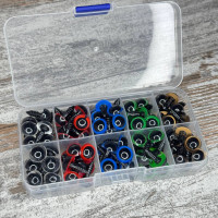 Очі для іграшок 12мм 5 кольорів гвинтові з фіксатором 100шт пластикові аксесуари для рукоділля