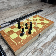 Настільна гра 3в1 шахи шашки нарди дерев’яний набір 34×34 см класичний комплект для дітей і дорослих