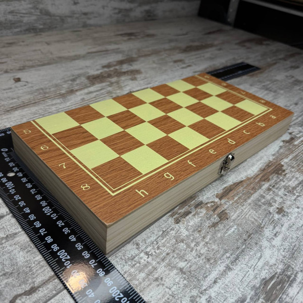 Настільна гра 3в1 шахи шашки нарди дерев’яний набір 34×34 см класичний комплект для дітей і дорослих