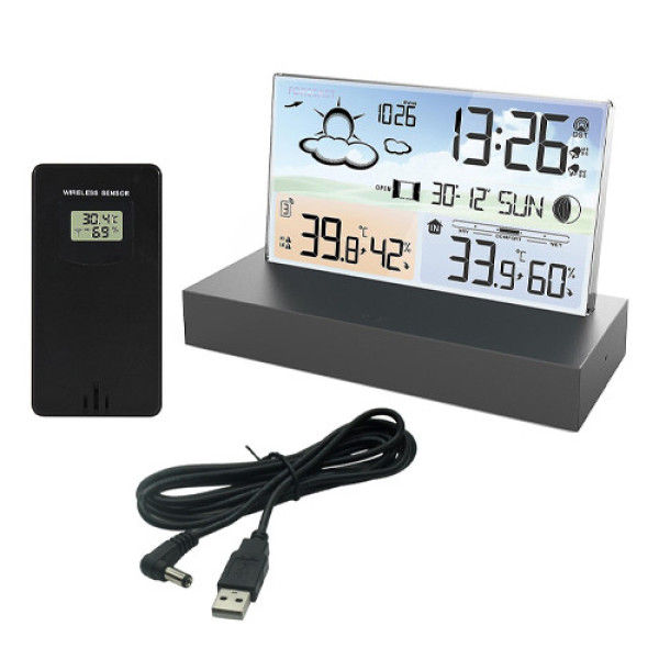 Метеостанція бездротова з барометром РК 5.9 виносний датчик FJ3396C кольоровий дисплей