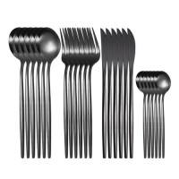 Набір столових приборів на 6 осіб з нержавіючої сталі з чорним покриттям 24 предмети