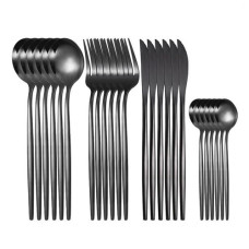 Набір столових приборів на 6 осіб з нержавіючої сталі з чорним покриттям 24 предмети