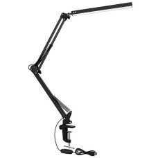 Універсальна настільна LED-лампа на струбцині, 10 Вт, USB, поворотна конструкція 2 коліна, чорна