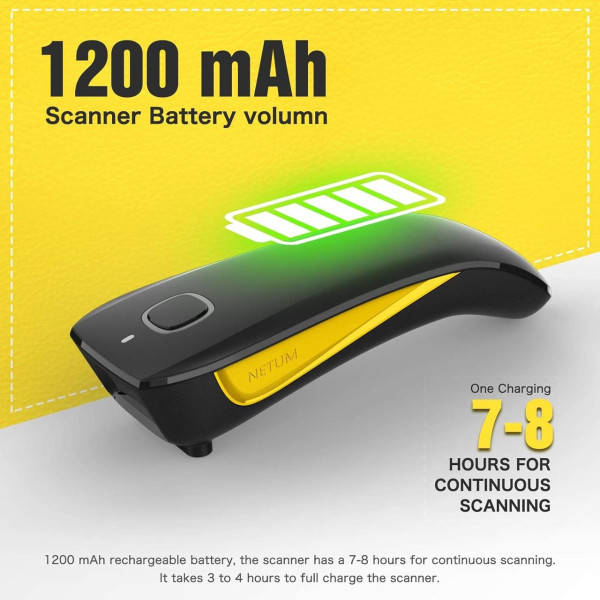 Бездротовий 1D/2D сканер штрихкодів Netum C750, USB/Bluetooth, акумулятор 1200 мА·год, компактний та ергономічний