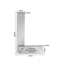 Поверочний кутник 90° 100x63 мм, слюсарний, конструкційна сталь, у пластиковому кейсі