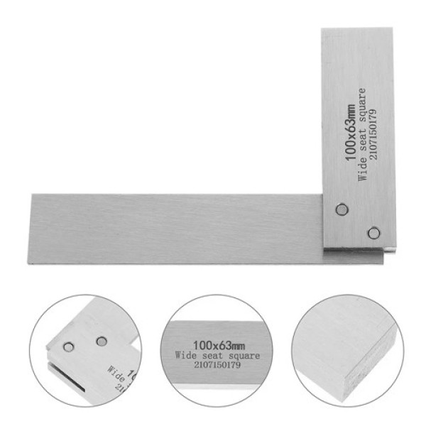 Поверочний кутник 90° 100x63 мм, слюсарний, конструкційна сталь, у пластиковому кейсі