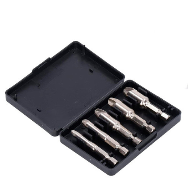 Набір екстракторів 5 шт. для витягання зламаних гвинтів та болтів, сталь HSS 4241, пластиковий кейс для зручності