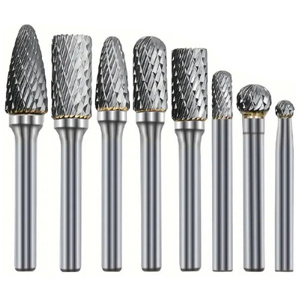 Набір борфрез по металу 8шт, хвостовик 6мм, карбід вольфраму, в кейсі, для шліфування та гравіювання
