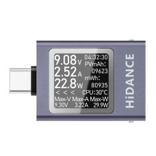 USB тестер Hidance HDC-085C з підтримкою Type-C — вимір струму, напруги та ємності