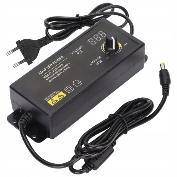 Регульований блок живлення 3–12В 10А з цифровим вольтметром і роз’ємом 5.5×2.5 мм для LED, камер, електроніки