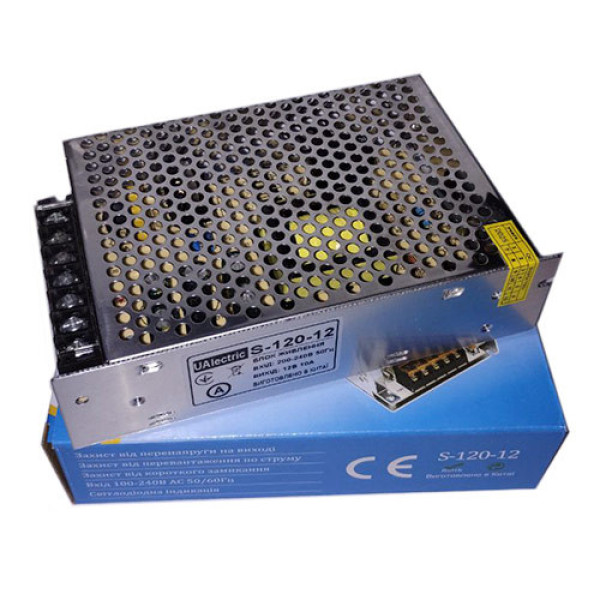 Блок живлення перфорований UAlectric 12В 10А 120Вт, 2-канальний, для LED-стрічок та відеоспостереження
