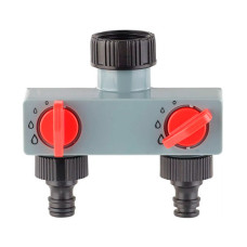 Адаптер розподільник Aqualin 27211 для поливу підключення на 2 лінії садовий інструмент