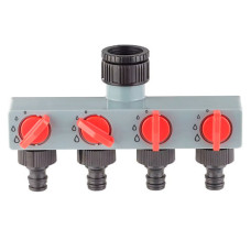 Розподільник для поливу на 4 лінії перехідник Aqualin 27208 під садовий шланг