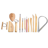 Набір дерев’яних інструментів для ліплення та моделювання з полімерної глини, 13 шт