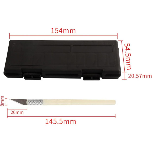 Прецизійні ножі 3шт і 13 змінних лез для дерева шкіри пластику набір у кейсі