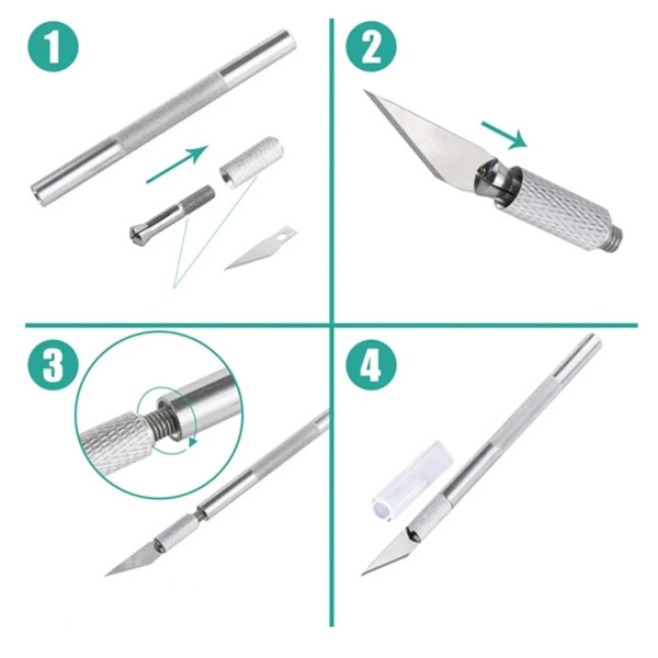 Прецизійні ножі 3шт і 13 змінних лез для дерева шкіри пластику набір у кейсі