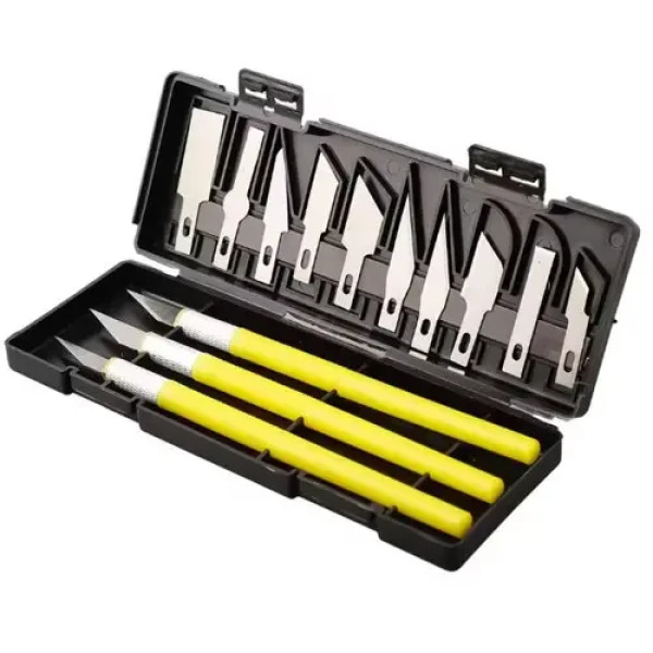 Прецизійні ножі 3шт і 13 змінних лез для дерева шкіри пластику набір у кейсі