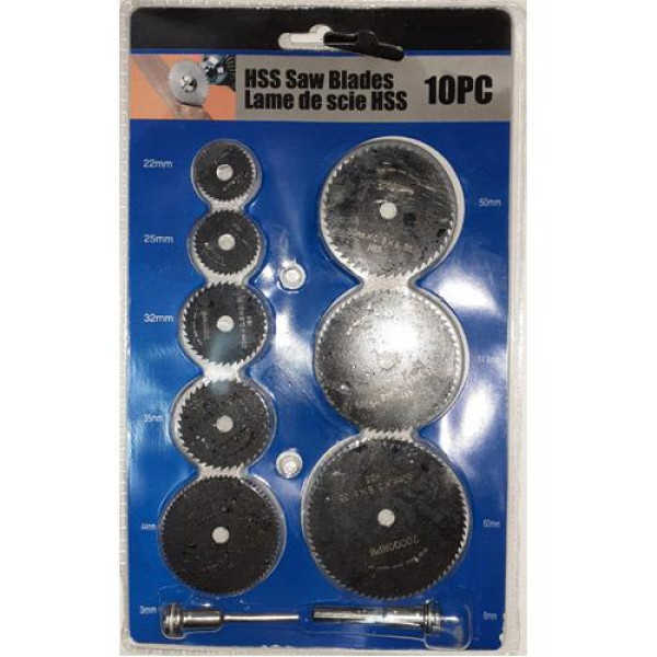 Набір дискових відрізних пил 8шт 22-60мм HSS чорні з тримачами для гравера