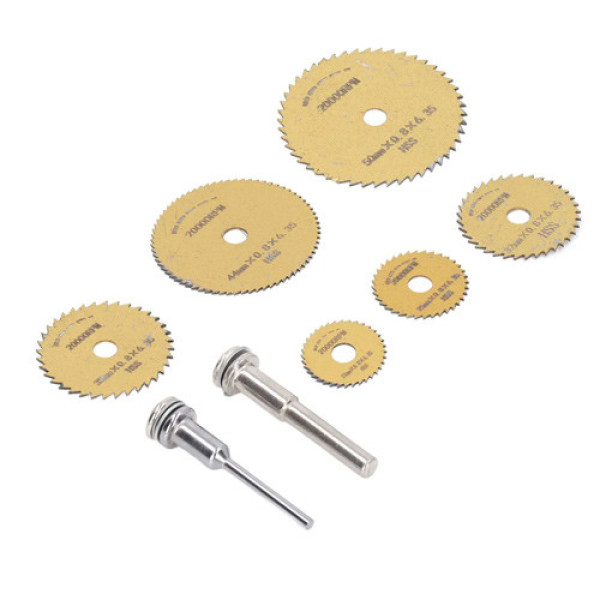 Відрізні круги набір 6шт з 2 тримачами дискові пили 22-50мм HSS золотисті