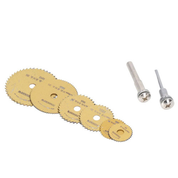 Відрізні круги набір 6шт з 2 тримачами дискові пили 22-50мм HSS золотисті