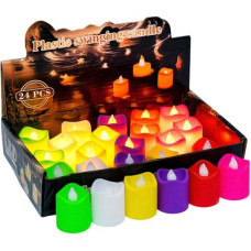 Різнокольорові для декору LED-світильники-свічки 24 шт з полум’ям, тепле біле світло