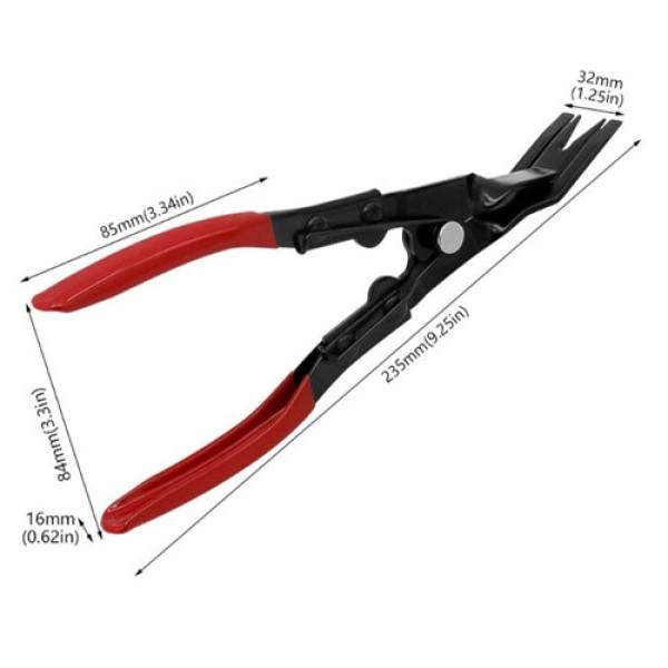 Пасатижі для демонтажу автообшивки та кліпс, вигнуті губки, пружинний механізм, зручні ручки