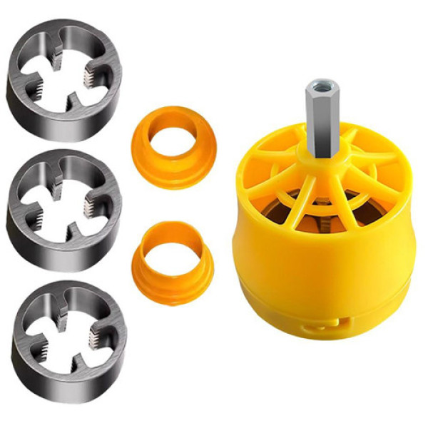 Набір для нарізання різьби на трубах з дрилем, напрямна, втулки та плашки 1, 1/2, 3/4 дюйма