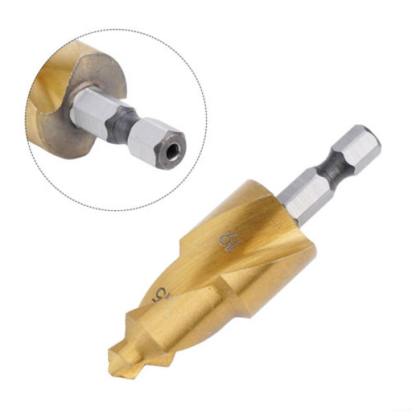 Ступінчасте свердло 15-19мм титанове для PPR труб та відновлення фітингів універсальне