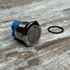 Кнопка 22 мм фіксуючася 12–24 В зелений LED 5 pin 22F-11EZ, металева з підсвічуванням