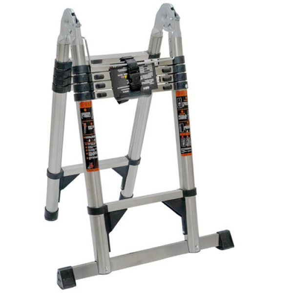 Драбина телескопічна 2.1м+2.1м, розкладна, нержавіюча сталь