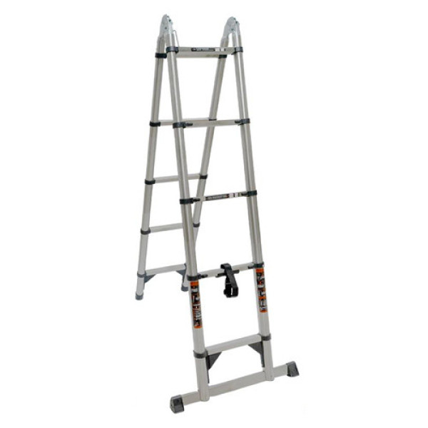 Драбина телескопічна 2.1м+2.1м, розкладна, нержавіюча сталь