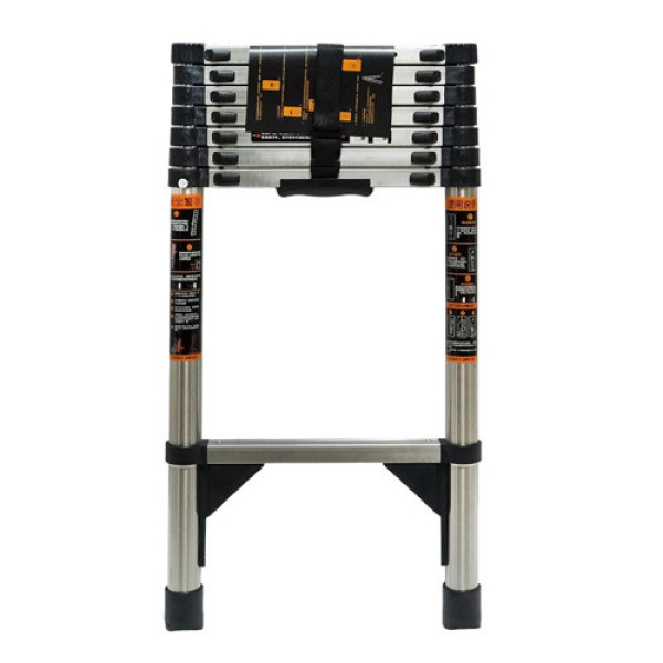 Драбина телескопічна 3.1м, приставна, нержавіюча сталь