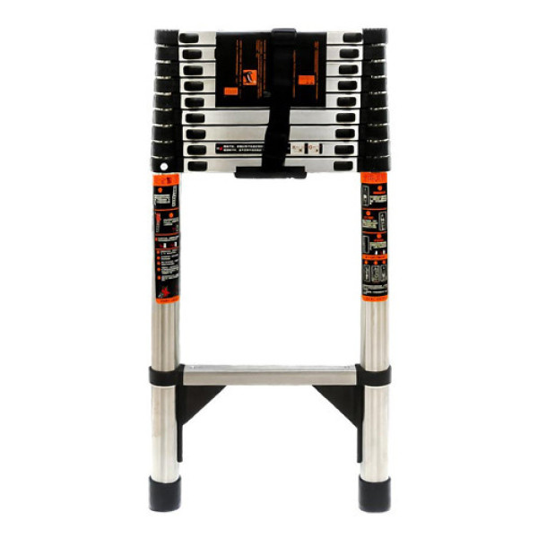 Драбина телескопічна 3.9м, приставна, нержавіюча сталь