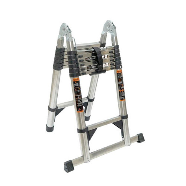 Драбина телескопічна 2.9м+2.9м, розкладна, нержавіюча сталь